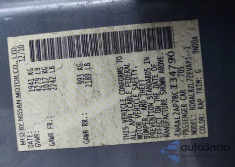 2011 Nissan Altima 2.5 S from USA, damaged, VIN 1N4AL2AP7BC134790